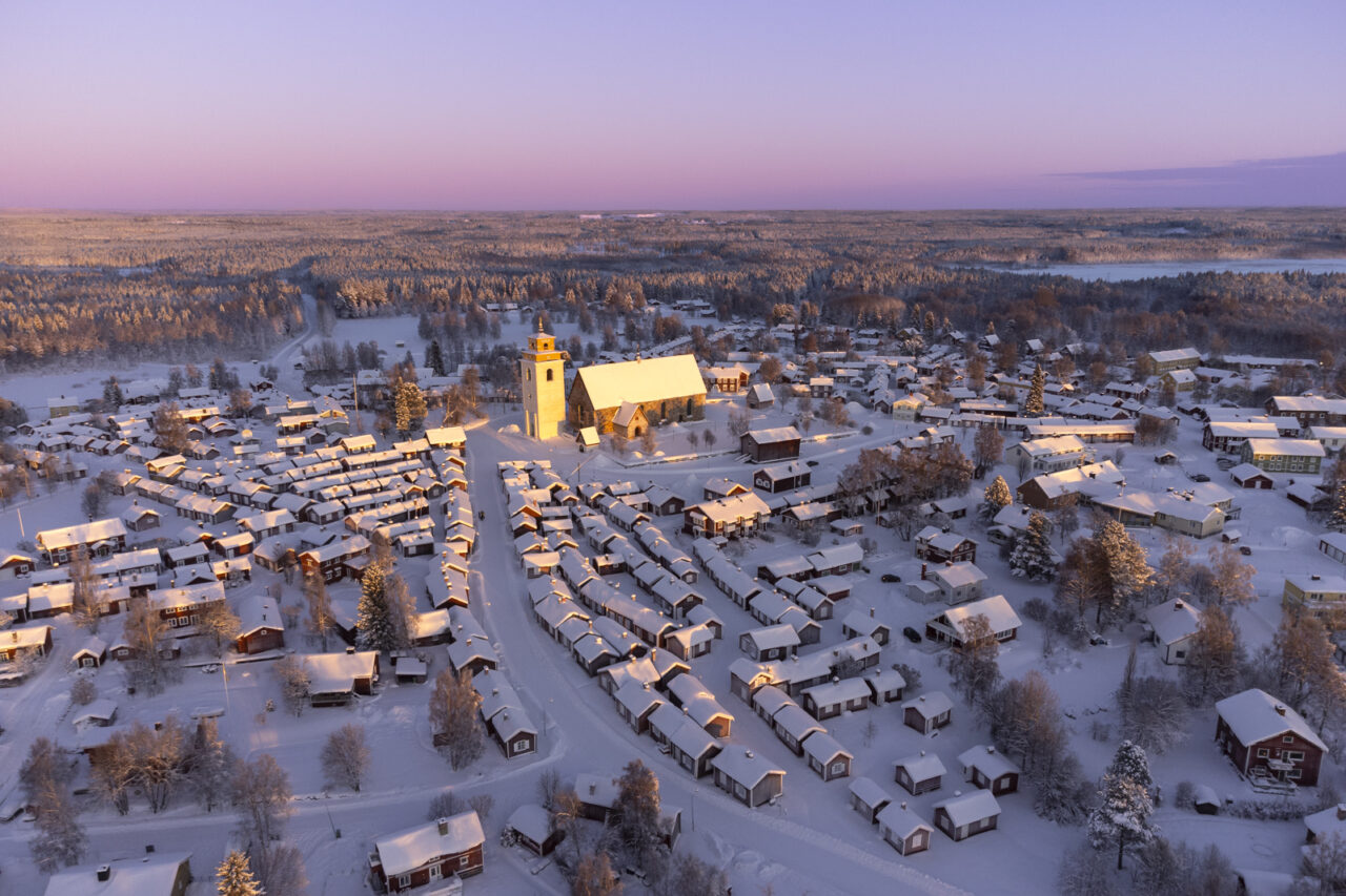 Gammelstad en het noorderlicht in Zweeds Lapland