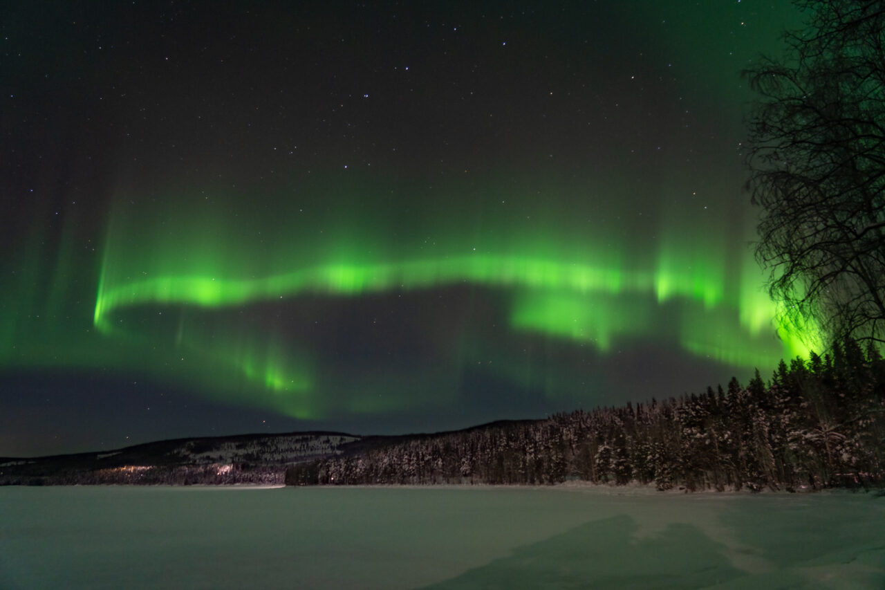 Gammelstad en het noorderlicht in Zweeds Lapland