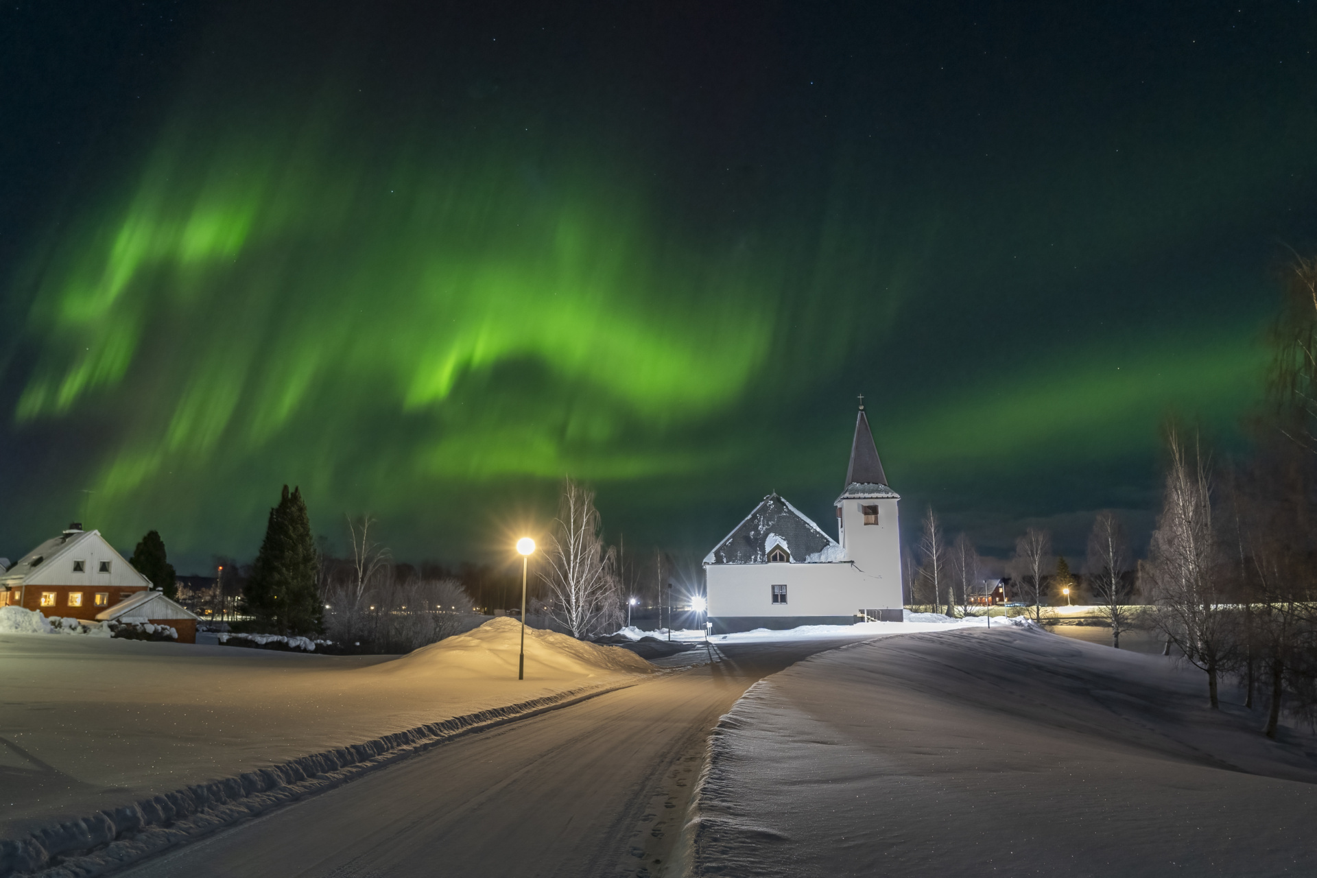 Gammelstad en het noorderlicht in Zweeds Lapland