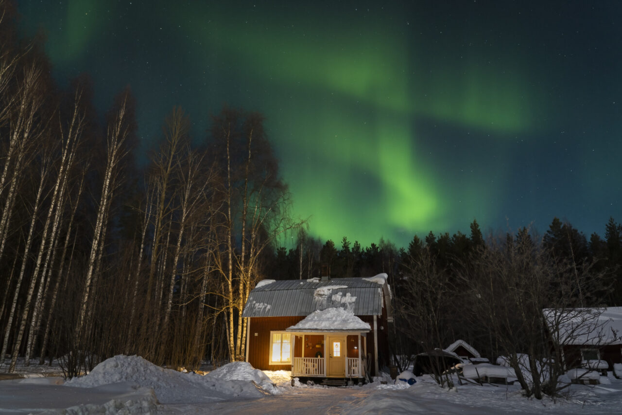 Gammelstad en het noorderlicht in Zweeds Lapland